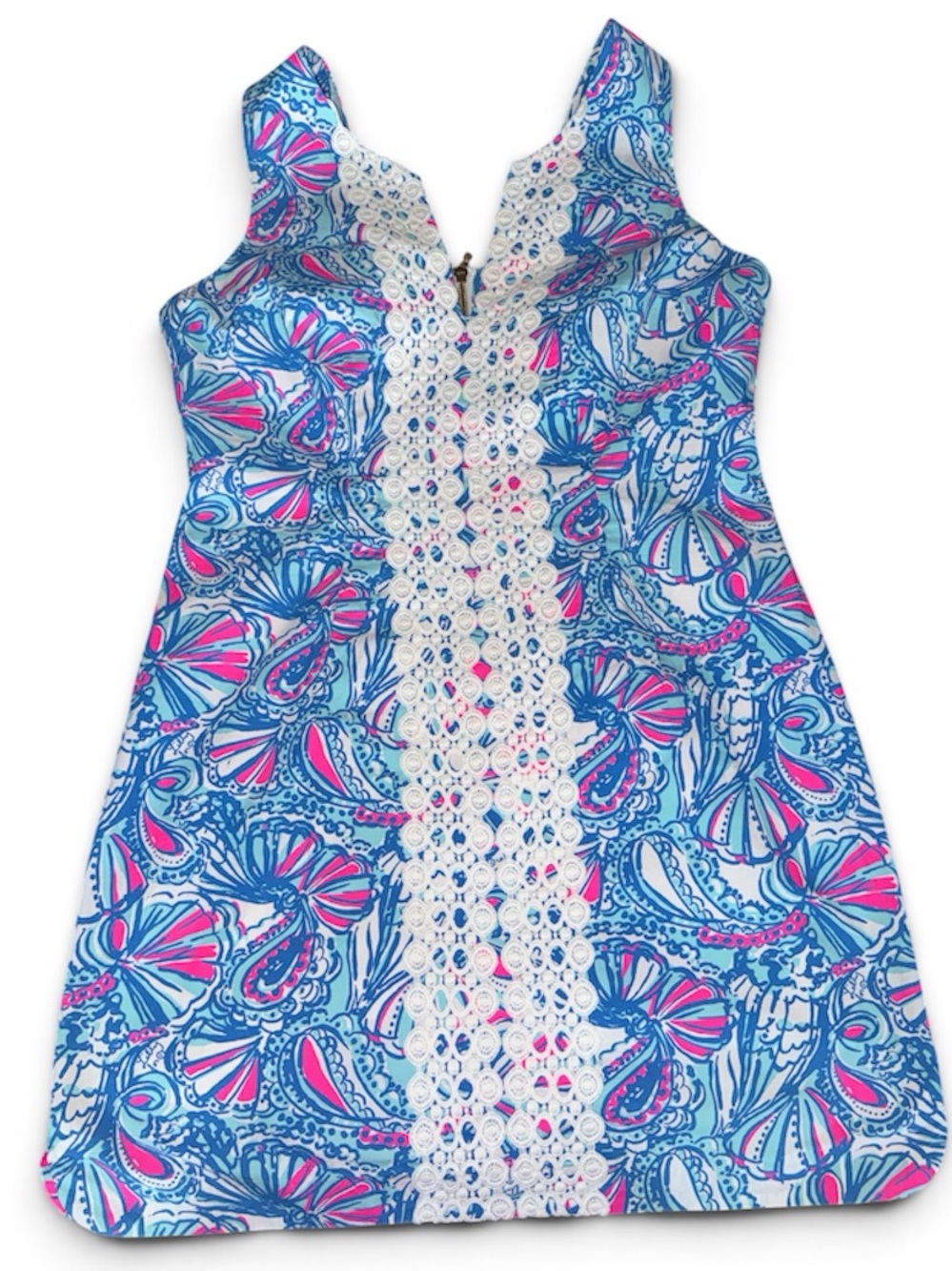 Lilly Pulitzer for Target Blue, Pink & White Lace-Trim Midi Dress - Picture 1 of 5